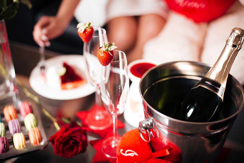 Free glass of bubbly when you book for Valentine's